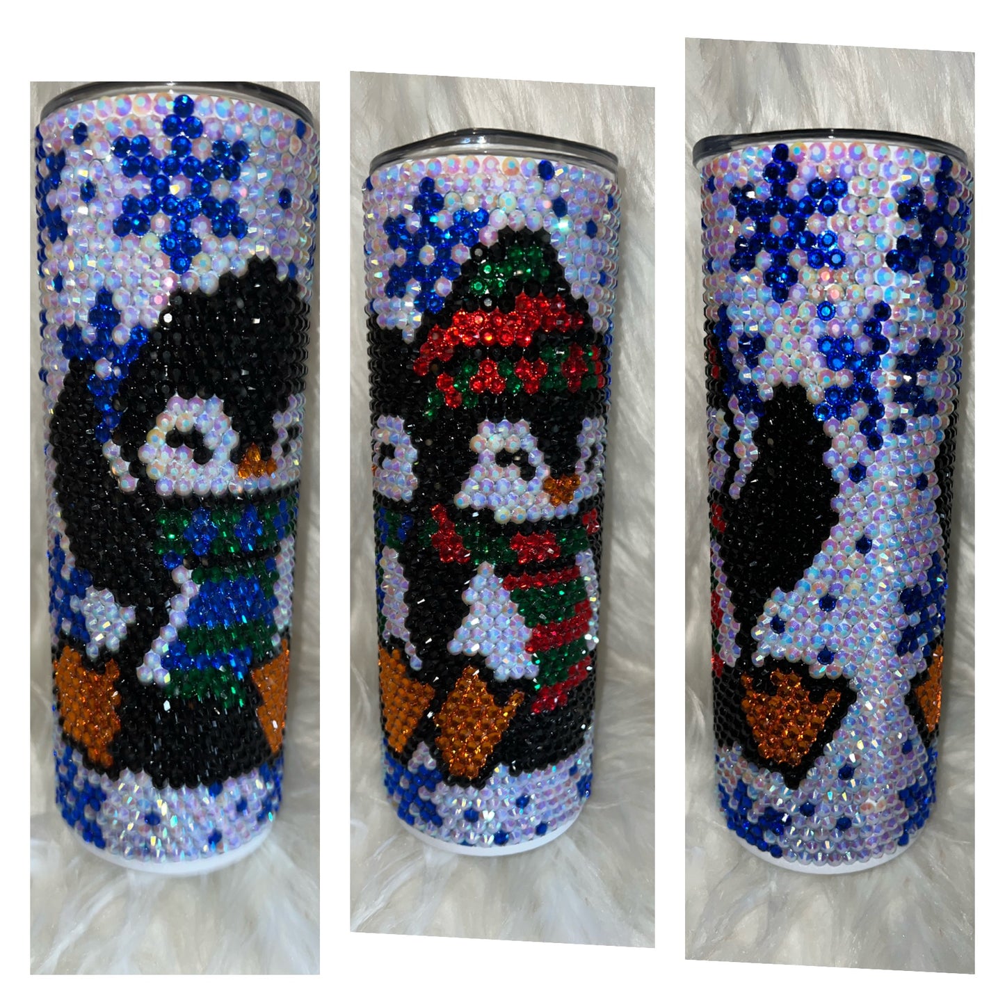Penguins Snowflakes 20oz. Rhinestone Tumbler