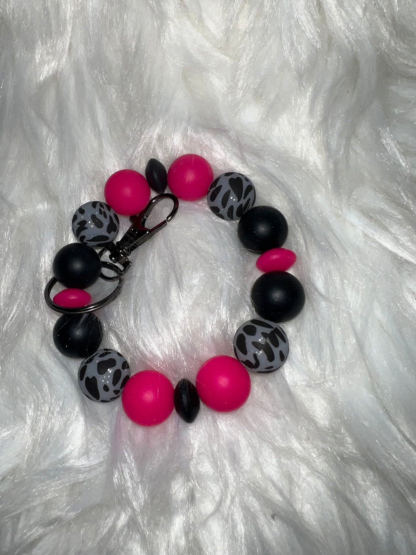 Pink and Leopard Black Wristlet