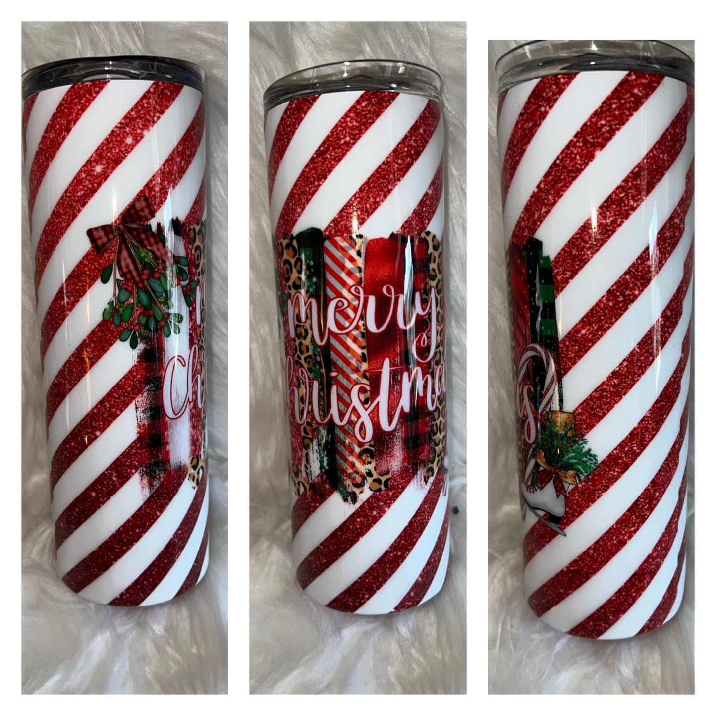 Merry Christmas red and White Stripes 20oz. Epoxy Tumbler