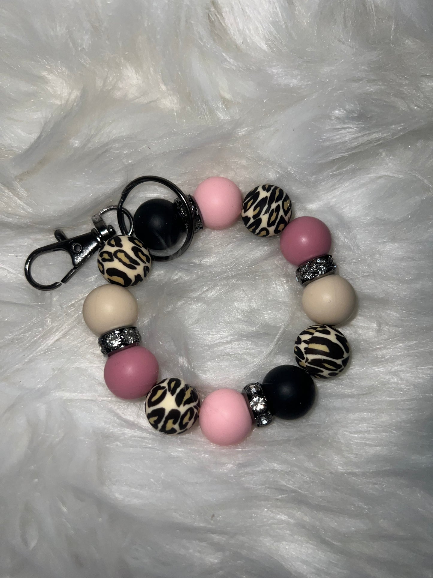 Leopard Pink and Black Wristlet