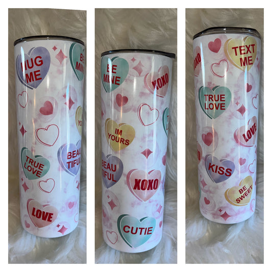 Conversation Hearts 20oz. Sublimation Tumbler