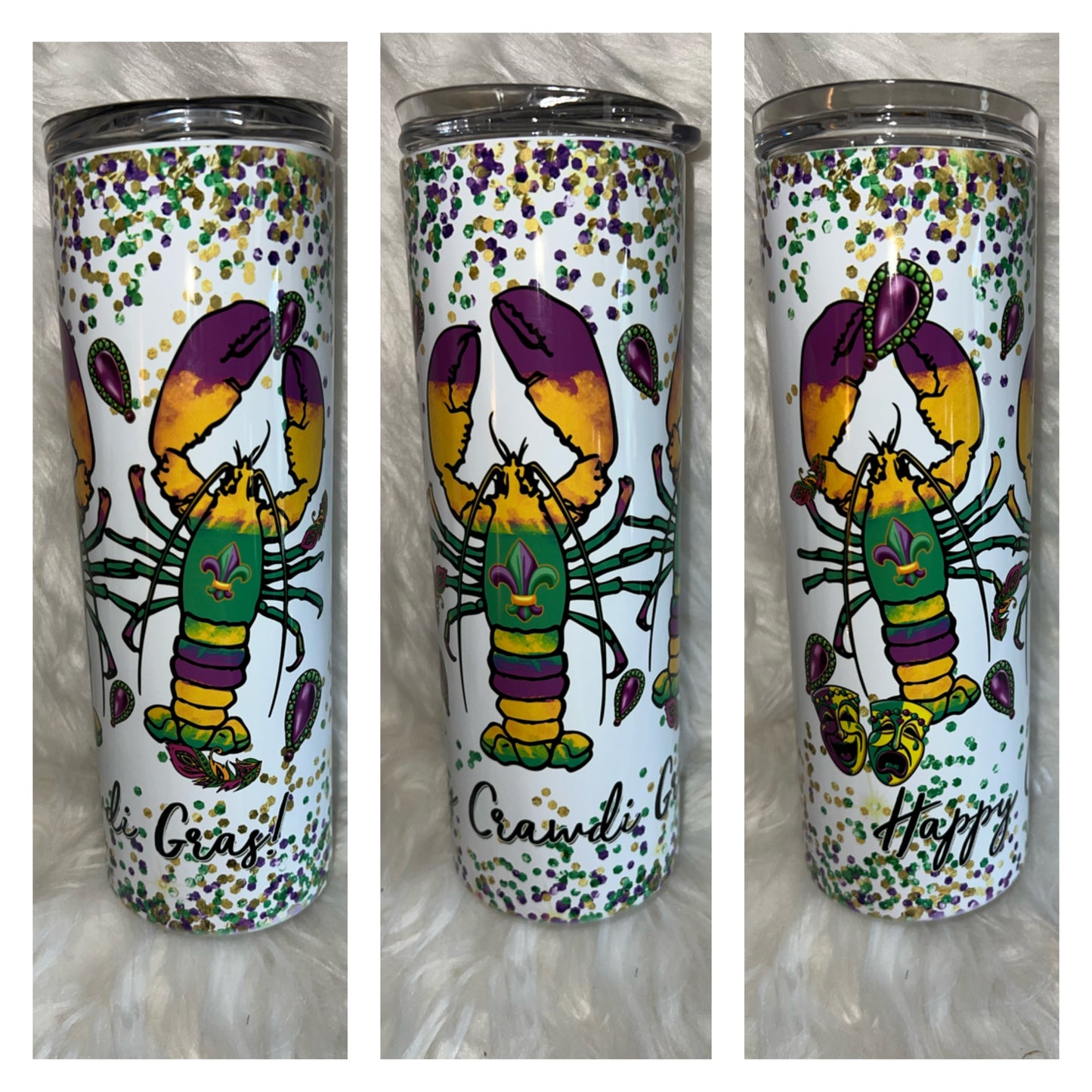 Happy Crawdi Gras 20oz. Sublimation Tumbler