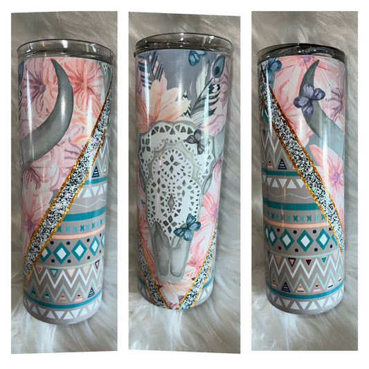 Aztec Cow Skull 20oz. Sublimation Tumbler