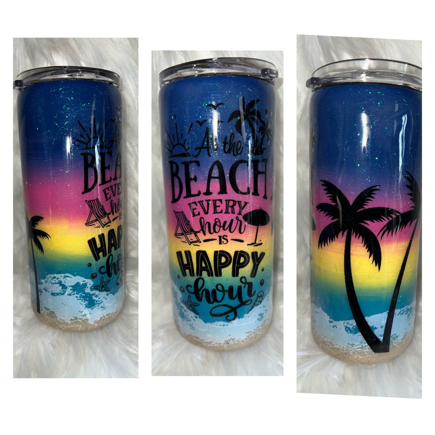 At the Beach Every Hour is Happy Hour 15oz. Epoxy Tumbler