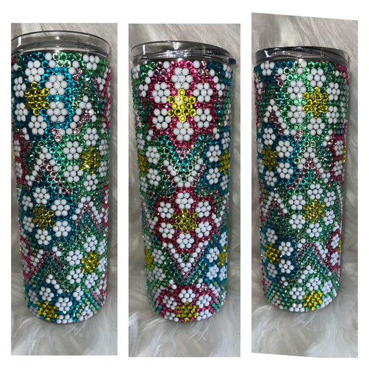 Flowers 20oz. Rhinestone Tumbler