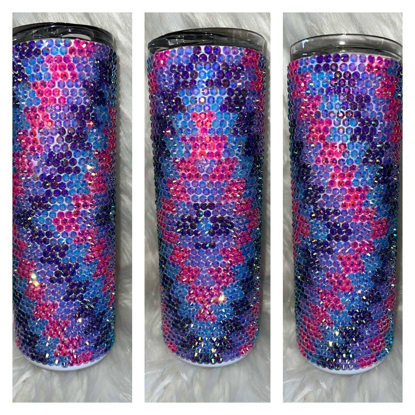 20oz. Geometric Pink, Purple and Blue Rhinestone Tumbler