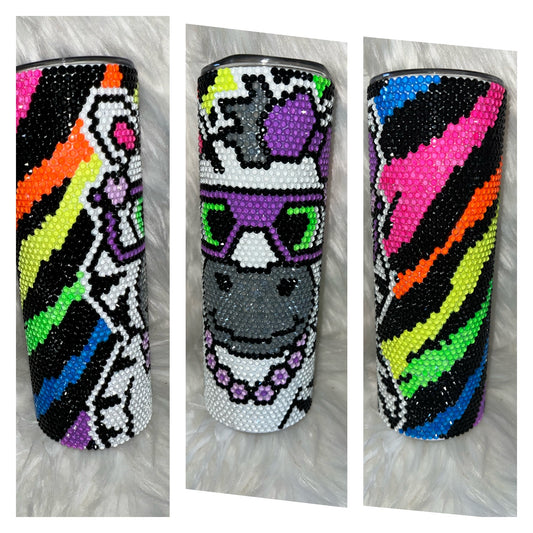 20oz. Neon Zebra Rhinestone Tumbler