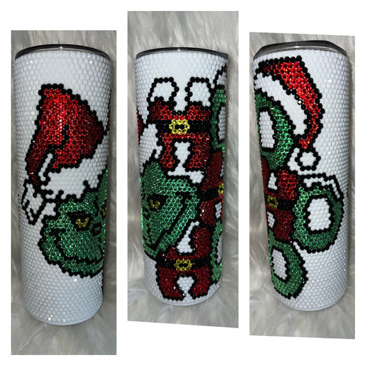 Christmas green Man 20oz. Rhinestone Tumbler