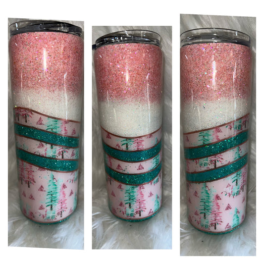 Christmas Pink Waves Print 20oz. Epoxy Tumbler